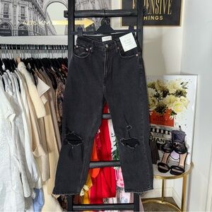 Abercrombie Curve Love Ankle Straight Ultra High Rise Jeans Washed Black 27S New